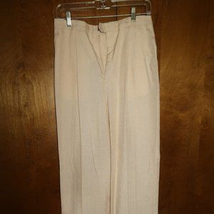 Women's Liz Baker Cream Color Pleated Dress Pants Waist 28 Length 30.5